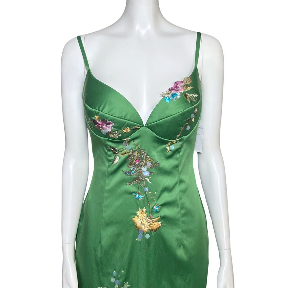 NWT Vintage Y2K Julian Joyce Midi Cocktail Dress Green Sequins Fairy. XS 6. Hoco - Picture 7 of 14